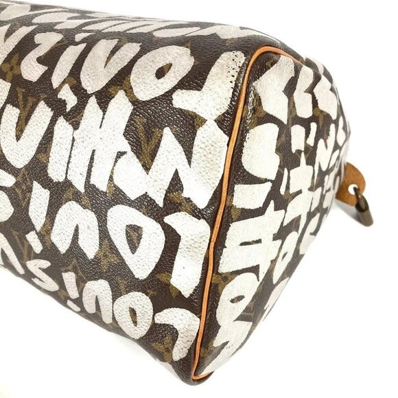 LOUIS VUITTON M92195 MonogramGraffiti Speedy30 Hand Bag Brown/White - Picture 6 of 16